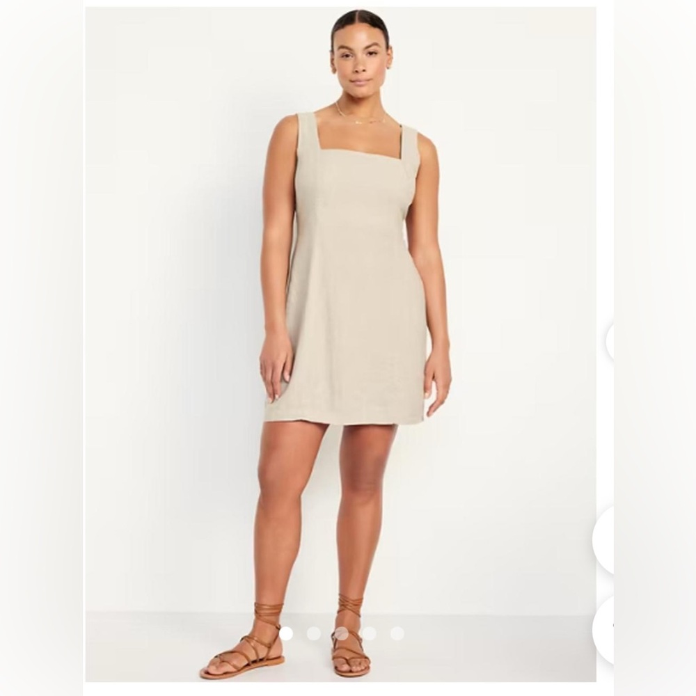 Old Navy Womens Sleeveless Linen-Blend Mini Dress Neutral Size M